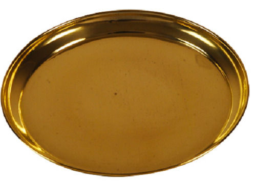  पूजा और सजावट के उद्देश्य के लिए गोल आकार की गोल्ड प्लेटेड पीतल की बर्तन प्लेट 
