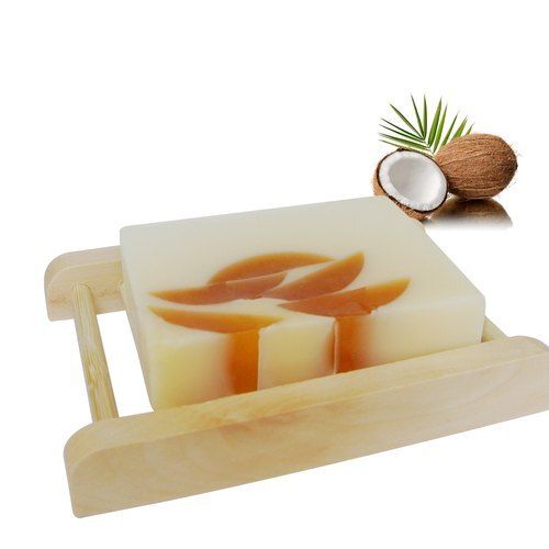 White Handmade Pure And Natural Coconut Oil Herbal Soap, Square Shape