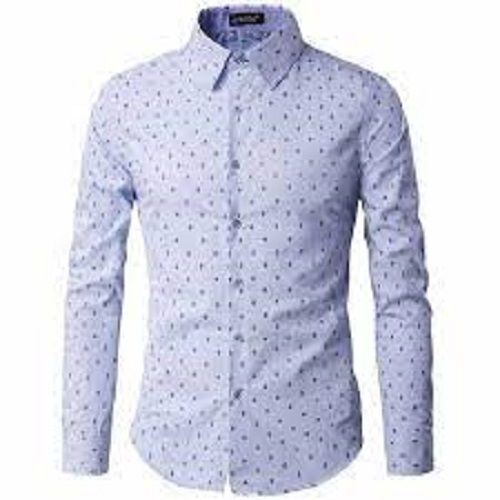 Sky Blue With Full Sleeves Shirt Fabric Printed For Party And Casual Wear