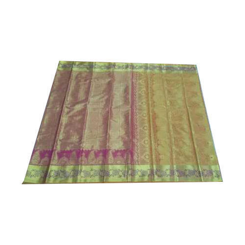 Stylish Pink And Green Traditional Attractive Design Art Soft Silk Saree