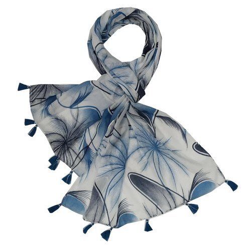 180 Cm Cotton Printed Scarf With Tassels