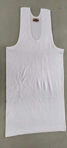 Comfortable Daily Wear Sleeveless U-neck White Cotton Striped Vest For Men