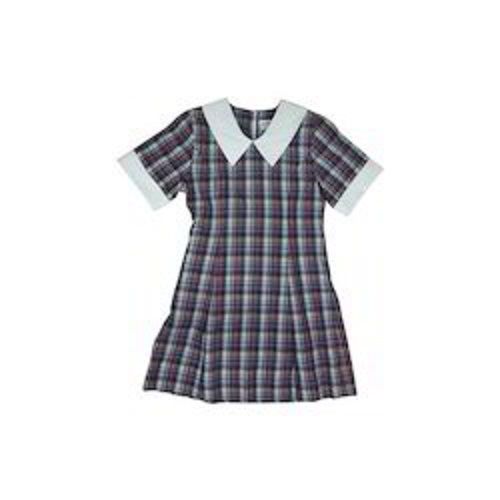 Girl V Neck Half Sleeves Cotton Checks Frock For School Students  Age Group: 9-14