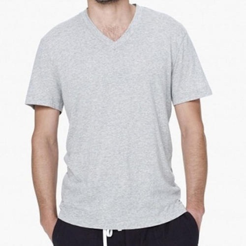Grey Half Sleeve Plain Casual Wear Wrinkle Free Simple V Neck Cotton T Shirt For Men - Cotton XL/XXL Grey | Half Sleeve V Neck Casual Wear Comfortable Design
