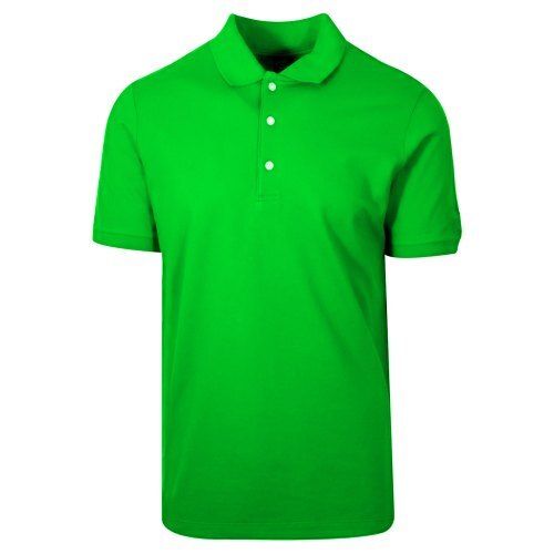 Green Plain Polo Neck Half Sleeve Cotton Casual Wear T Shirts For Men Gender: Male