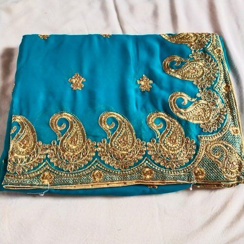 Sky Blue Party Wear Skin Friendly Comfortable Stylish Designer Saree For Ladies