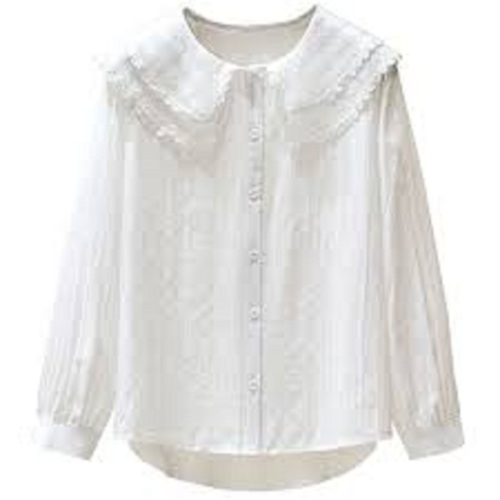 White Cotton Round Neck Full Sleeve Top - Casual Fit, All Season Versatility, Comfortable & Stylish Design for Day and Evening Wear
