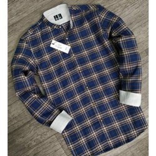 Casual Wear Comfortable Full Sleeves And Breathable Cotton Check Mens Shirts