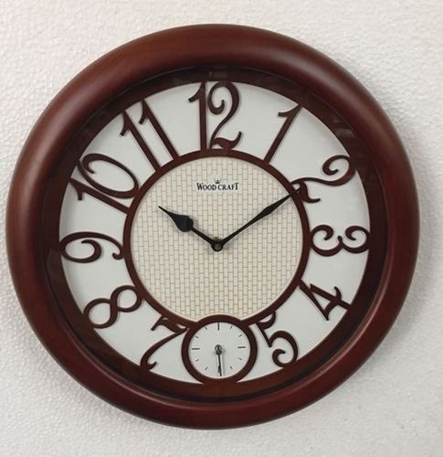 Brown High Quality Material Used Beautiful Hand Painted Design Wood Craft Clock W-1191