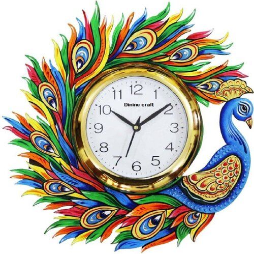 Fashion Round Shape Medium Size Wooden Multicolor Wall Clock