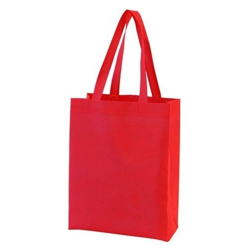 Light Weight Eco Friendly And Reusable Red Non Woven Carry Bag With Patch Handle 