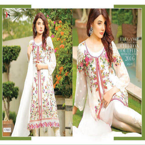 Summer Modern Comfortable Printed White Singles Available Georgette Suit