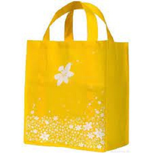 With Handle Reusable And Stylish Floral Print Yellow And White Non Woven Carry Bag For Shopping