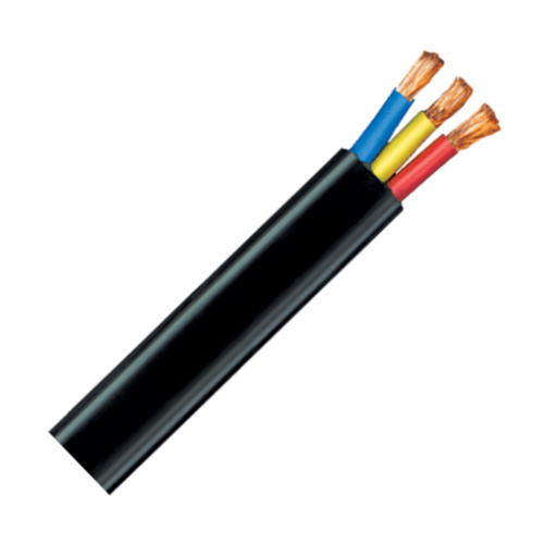 Rubber Black 3 Core PVC 6 Sq.mm Flat Cable - Copper Conductor, 2.5 mm Diameter, Black Color, 3 Conductors | Heat and Corrosion Resistant, High Tensile Strength