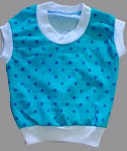 Sky Blue Sleeve Less Round Neck Cotton Tshirts For Babies Daily Use Gender: Girl