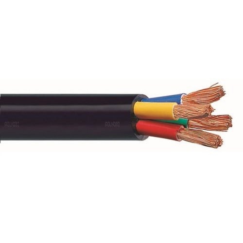 Solid 4 Cores Tinned Copper Flexible Cable - 1 Sq Mm, Black | Rated Voltage 1100 V, Surge Voltage 230 V, Stiff Construction, Corrosion Resistant
