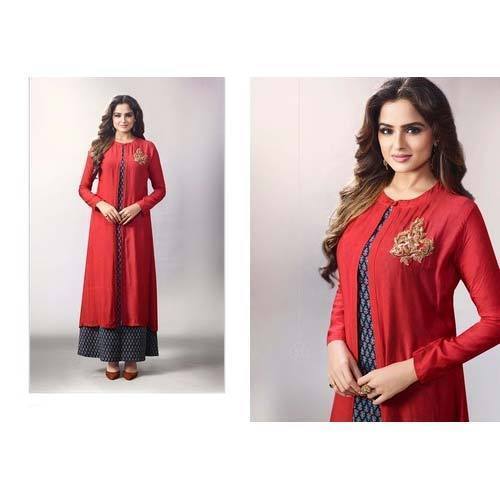 Customized Stylish A-Line Party Wear Designer Rayon Anarkali Kurti 