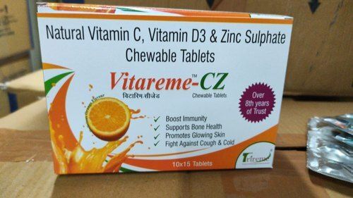 Vitareme-Cz Natural Vitamin C, Vitamin D3 And Zinc Sulphate Chewable Tablets, 10x15 Blister Pack