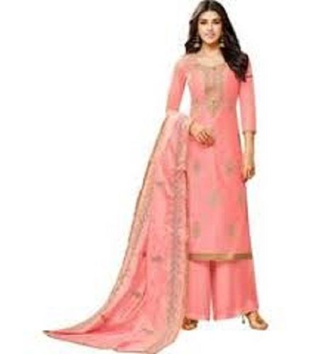 Ladies 3/4 Sleeve Readymade Fashionable Stylish Pink Cotton Palazzo Suits Decoration Material: Cloths