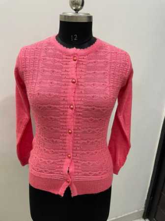 Ladies Full Sleeves Computer Knitted Fancy Woolen Cardigan For Winter Wear