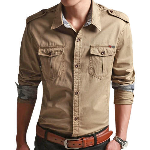 Light Brown Mens Shirts And 100%pure Cotton High Quality Material Use For Party Wear