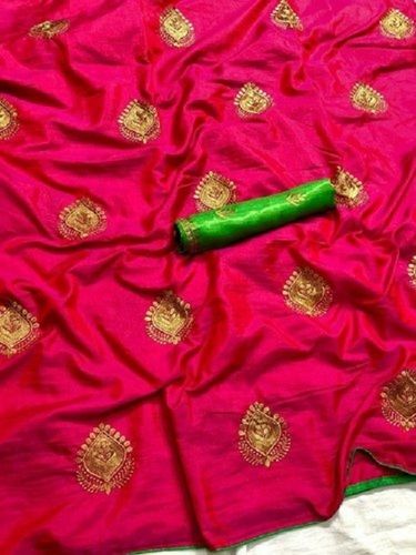 Pink Women Comfertable Breathable And Comfortable Stylish Embossed Cotton Sarees