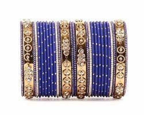 Women Stylish And Beautiful Fashionable Blue Golden Artificial Bangles