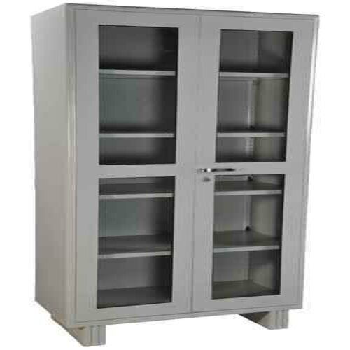 6 Feet Full Storage Rectangular Grey Glass Doors Almirah Height: 5 Foot (Ft)