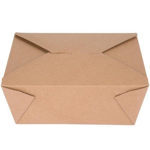 Durable Recyclable Natural Kraft Paper Rectangular Meal Box  Size: 800 Ml