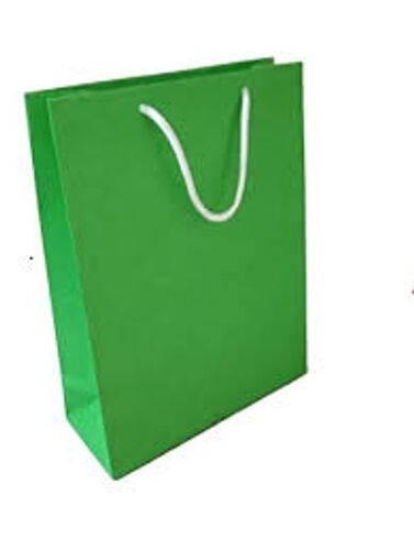 Eco-friendly Biodegradable Green Paper Carry Bag  Size: 12.5 X 6 X 17