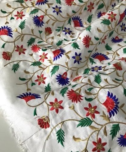 Eco Friendly Light Weight Comfortable Red And Blue Embroidery Hollow Cotton Fabric