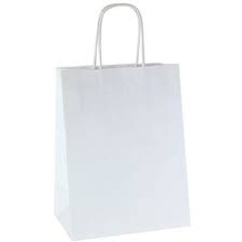 Biodegradable Eco-Friendly White Colour Paper Carry Bag, 100% Recyclable