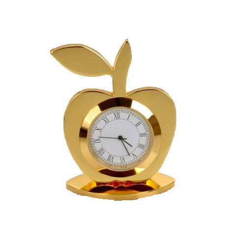 Golden Gold Plated Apple Shape Clock Gift 