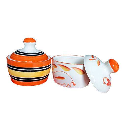 मक्खन, चटनी, पिकन्स, जैम और मसालों के लिए हस्तनिर्मित सिरेमिक पॉट