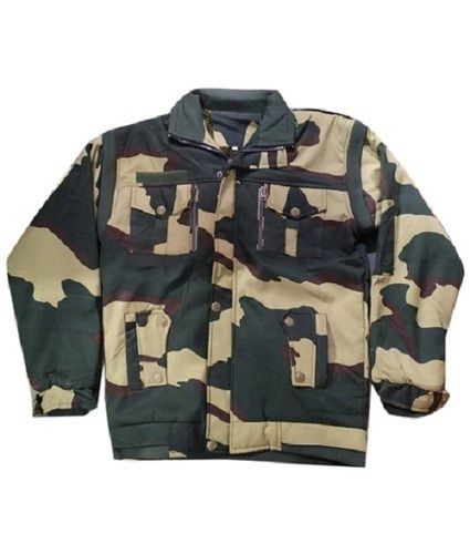 Men Light Weight Skin Friendly And No Fade Resistance Green Cotton Bsf Military Jacket Size: Medium