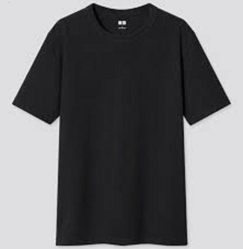 Mens Plain Black Round Neck Short Sleeve Casual Wear Regular Fit Cotton T Shirt