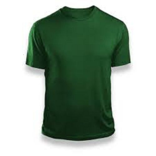 Mens Plain Dark Green Round Neck Short Sleeve Casual Wear Regular Fit Cotton T Shirt