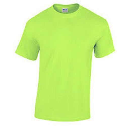 Mens Plain Green Round Neck Short Sleeve Casual Wear Regular Fit Cotton T Shirt