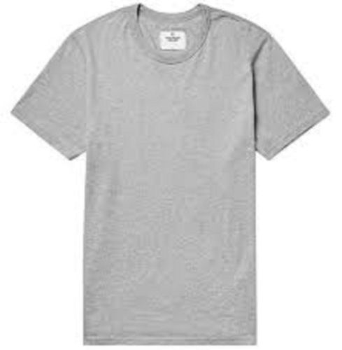 Mens Plain Grey Short Sleeve Round Neck Casual Wear Regular Fit Cotton T Shirt