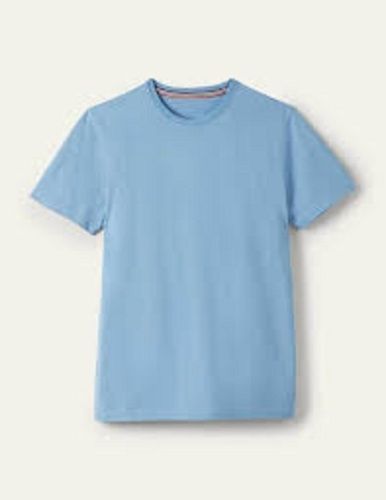 Mens Plain Sky Blue Short Sleeve Round Neck Regular Fit Casual Wear T Shirt