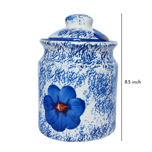 Multicolor Handpainted Ceramic Jar Medium Set of 1 with 500 ml Holding Capacity