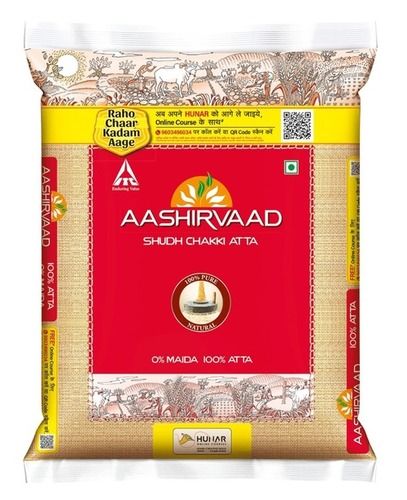 Made With Wheat White Colour Aashirvaad Shudh Chakki Atta, Rich In Nutrients Pack Size 5Kg Carbohydrate: 76 Grams (G)