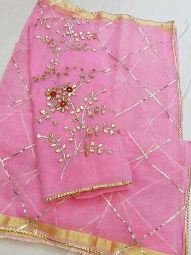 Colorful Women Lightweight Party Wear Elegant Look Embroidered Designer Light Pink Saree