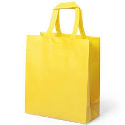 Biodegradable Lightweighted Loop Handled Yellow Plain Non-Woven Carry Bag Max Load: 3 Gram (G)