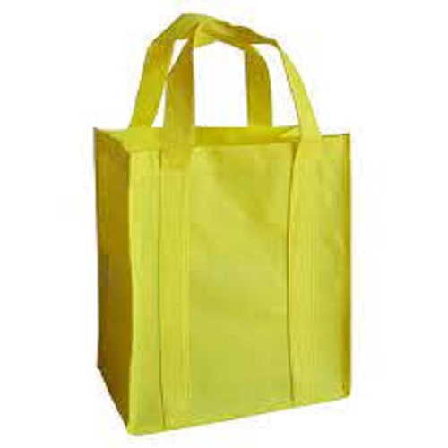 Recyclable Eco-Friendly Lightweighted Loop Handled Yellow Plain Non-Woven Carry Bag