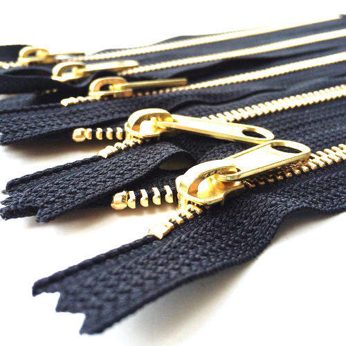 Golden Good Quality And Easy To Attachable Black Brass Zipper