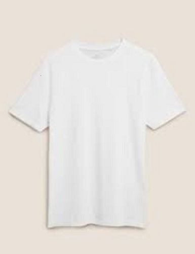 Half Sleeve Round Neck Casual Wear Skin Friendly Plain White Cotton T Shirts For Men