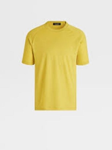 Yellow Half Sleeve Round Neck Cotton T Shirts For Men Gender: Male