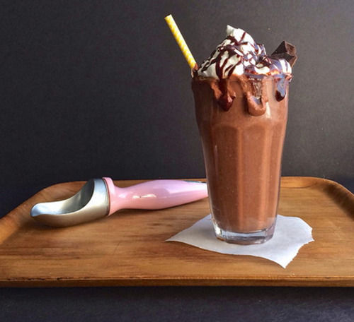 Healthy Yummy Tasty Delicious Chocolate Ice Cream Shake Topped Up With Chocolate Cream