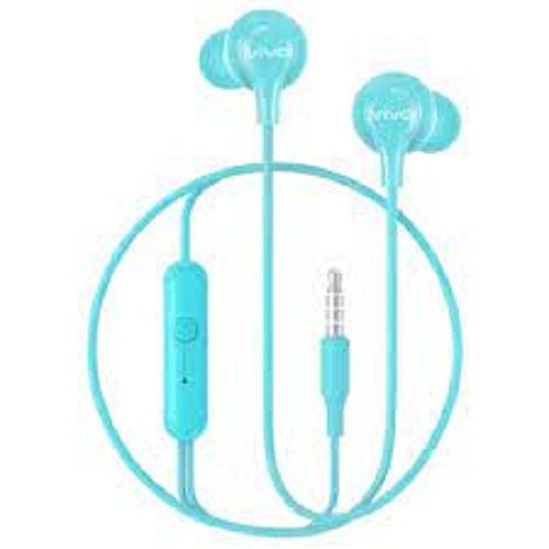 High Base Light Weight Elegant Look And Flexible Sky Blue Wired Earphone With Mic  Design: Bar